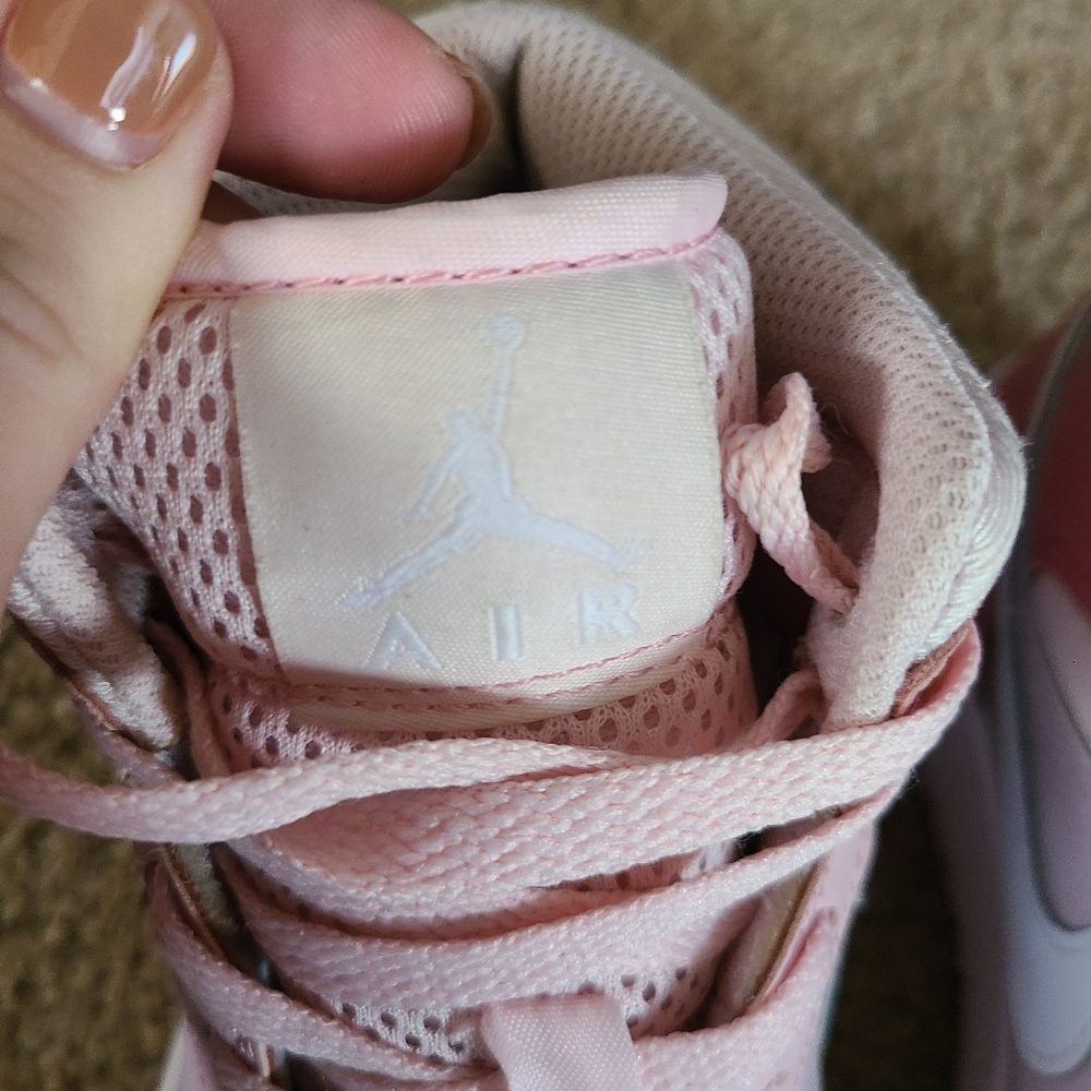 Jordans, pink, white. Size 6 youth